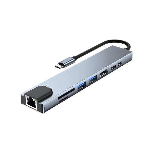 8-in-1 USB-C Hub, Ethernet Multi Port Adapter, Docking Station for Laptops