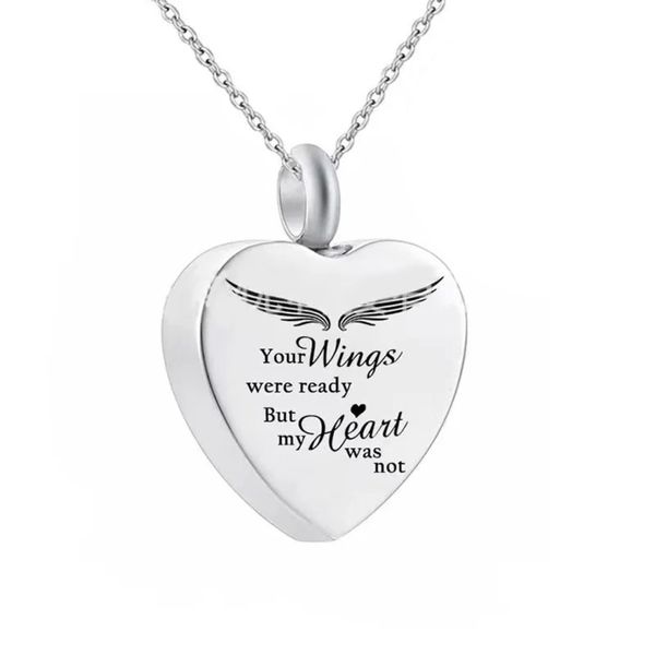 Stainless Steel Heart-Shaped Memorial Keepsake Urn Pendant Necklace