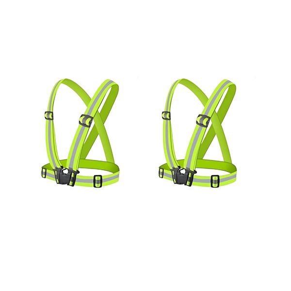 Set Of 2 Adjustable Highlight Reflective Straps Vest Belts AY093-001