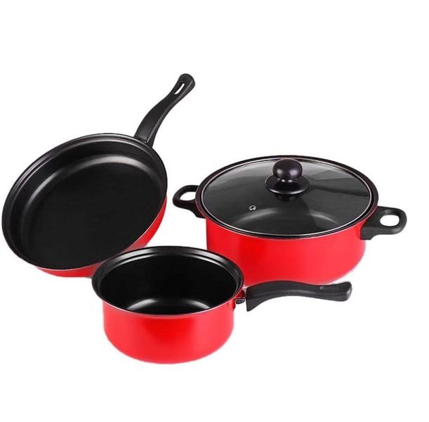 Three-Piece Cookware Set Colorful Non-Stick with 1 lid