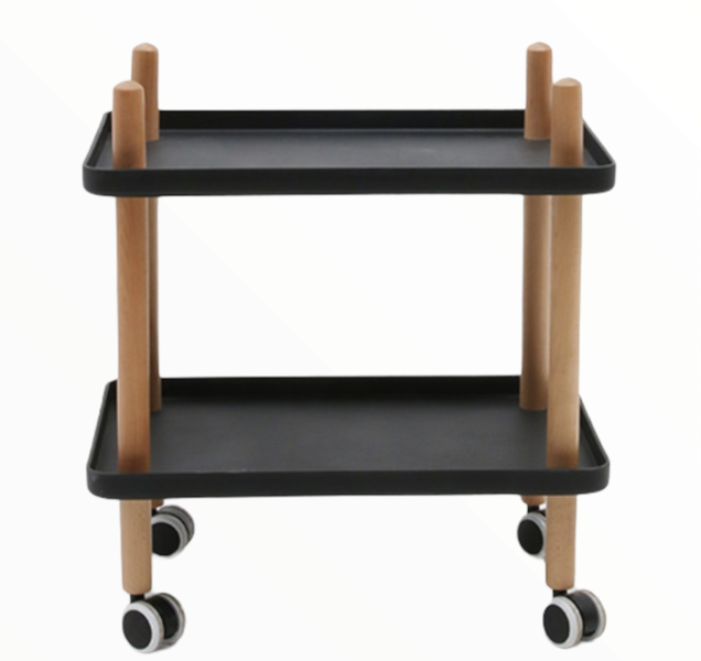 Matte Finish 2 Tier Rectangular Storage Trolley Cart Serving Trolley