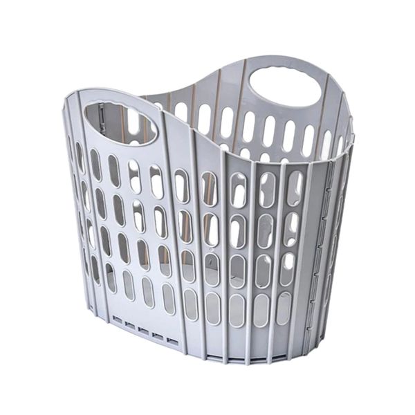 Grey Foldable Plastic Laundry Basket Large Capacity Laundry Hamper 39CM