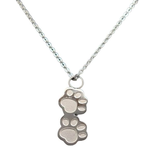 Two Paws Pendant and Chain -Stainless Steel Cremation Jewellery
