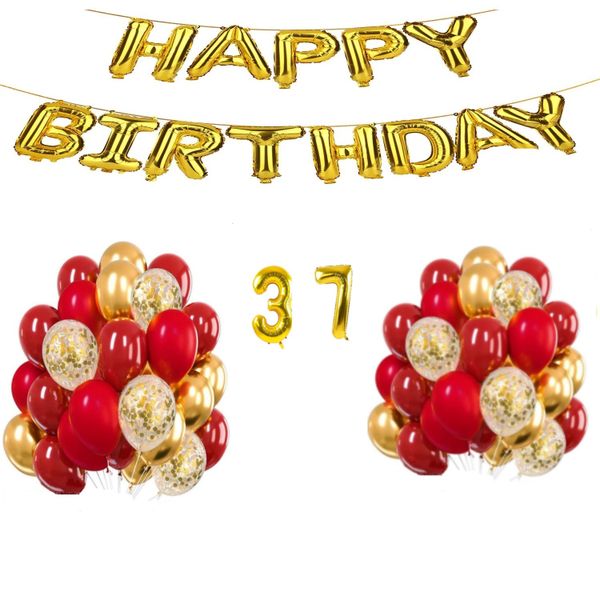 Red and Gold Balloon Set 37 years