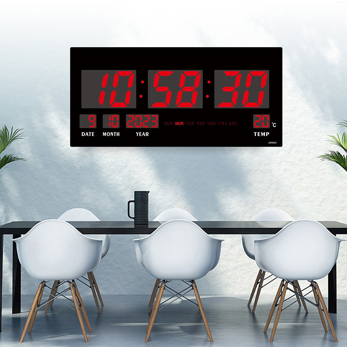 LED electronic calendar wall clock, large digital temperature