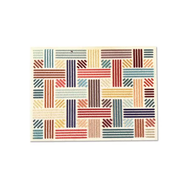 Geometric Pattern Rectangle Rainbow Colors PVC Non-slip Door Mat-43x58cm