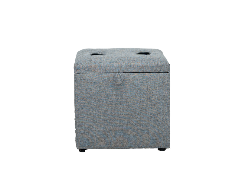 Thomas Square Cupholder Ottoman - Storage - Grey