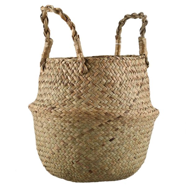 Seagrass Wickerwork Basket Rattan Foldable Hanging Woven Dirty Size S