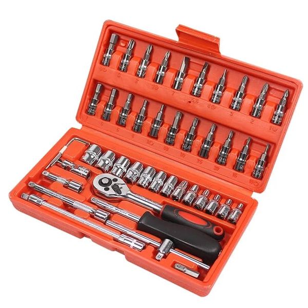 46 Piece Wrench Set Automotive Repair &amp; Maintenance Hand Kit Toolbox