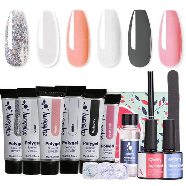 Styleberry Polygel Nail Extension Kit with Tips and 168W LED Lamp - Classic