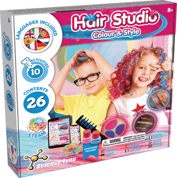 Science4you - Hair Studio - Washable Hair Chalk &amp; Strands for Kids 8+