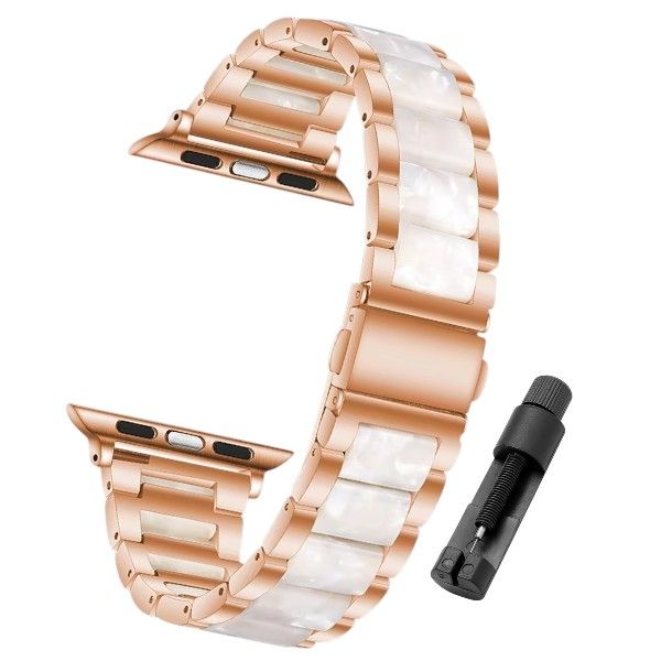 Luxury Marble Watch Strap With Link Remover - Rose Gold