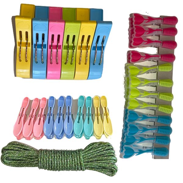 Home Laundry Pegs and Rope Set of 29