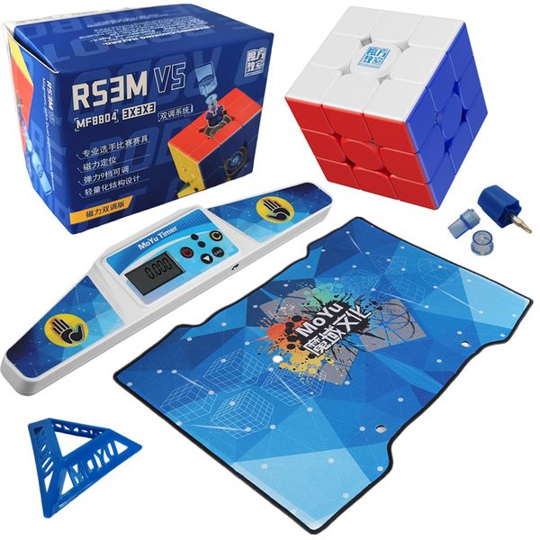 Moyu Magnetic Speed Cube - Dual Adjustment 2024 RS3M V5 &amp; Timer &amp; Mat