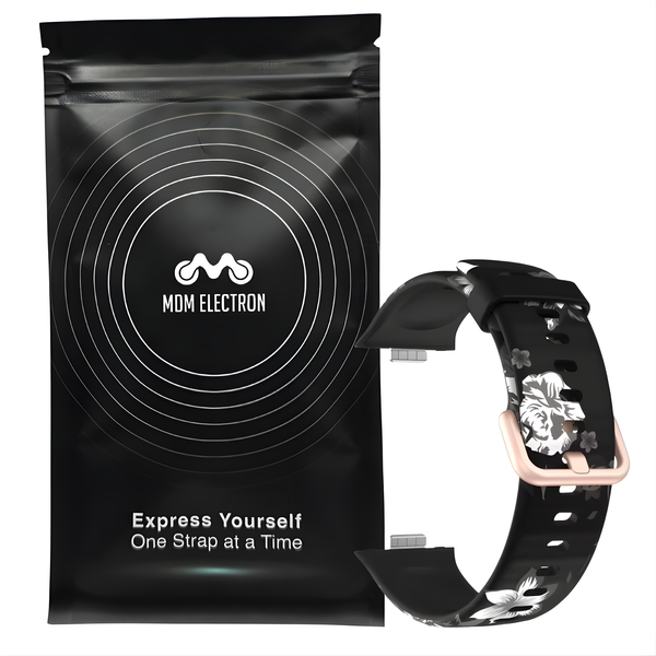Printed Strap Compatible with Huawei Watch Fit 3 / Fit 4 / Pro -Black/Grey