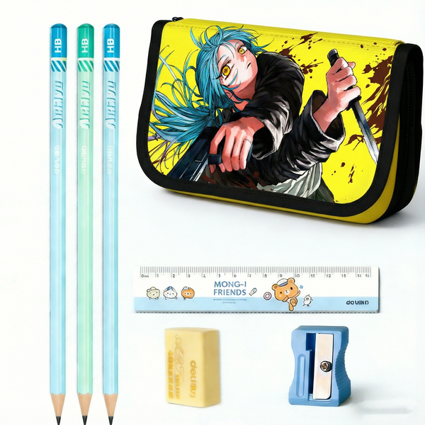 Anime Action Hero Pencil Case - Dynamic Character Stationery Pouch