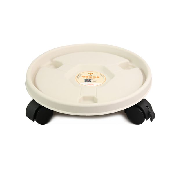 White 26cm Plastic Wheeled Plant Tray