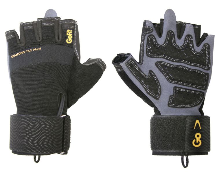 GoFit Men's Pro Diamond-Tac Fitness Training Gloves with Wrist Wrap Support
