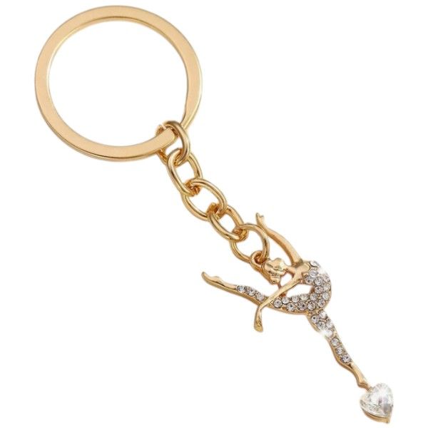 Athlete Inspired Keychain with Dazzling Rhinestone Accents - Gold