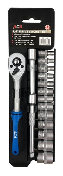ACA - 1/4" Drive Socket Set - 16 Piece