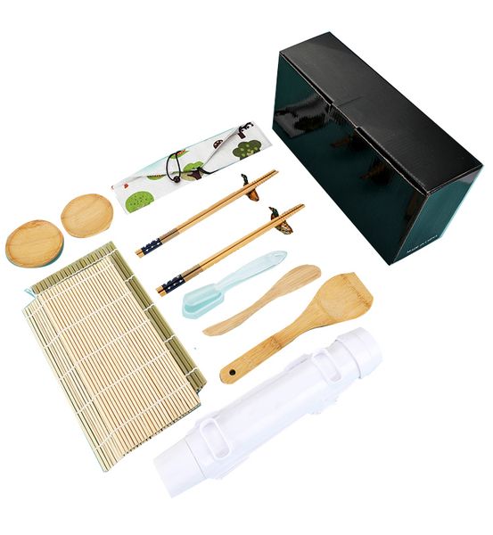 Sushi Maker Set Sushi Bazooka Set Rice Mold Bamboo Sushi Rolling - 13 Pcs