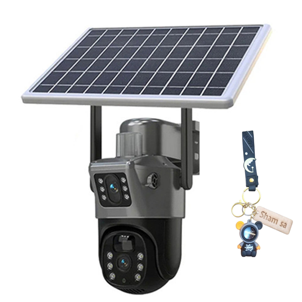 Solar-Powered Dual-Lens HD WiFi Security Camera with Sham Sa Keychain