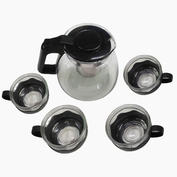 Glass Teapot Coffee Maker with Stainless Steel Tea Infuser Filter - 5 Piece