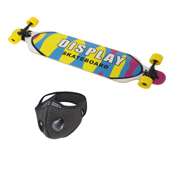 Skateboard 107 x 23.5 cm Longboard &amp; Protective Sports Mask - Display