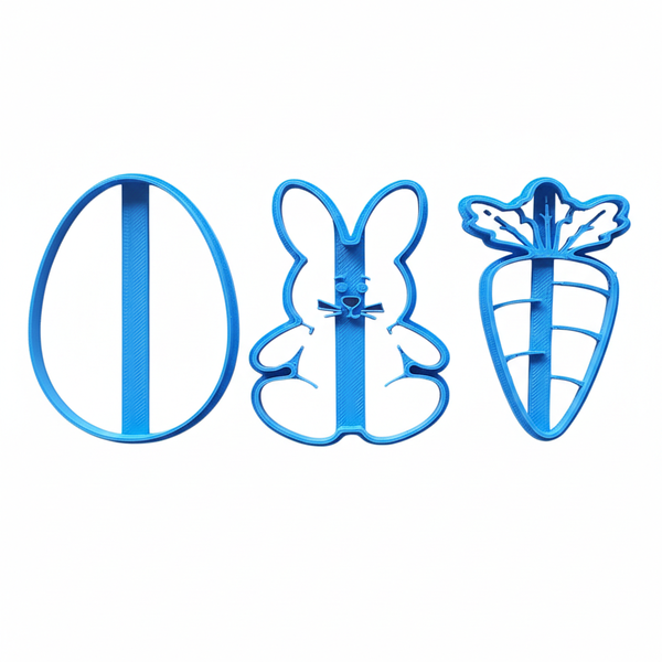 3-Piece Easter Cookie Cutter Set - Bunny, Easter Egg &amp; Carrot - 8cm