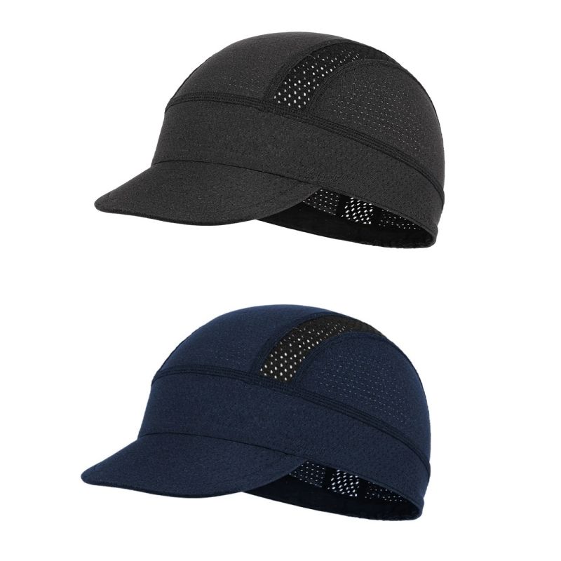 Cycling Skull Cap with Sun Visor, Helmet Liner Beanie, Fits Under Helmets