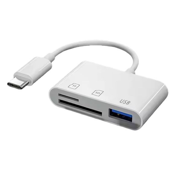 3-in-1 USB C OTG Card Reader Compatible with Samsung Xiaomi, White
