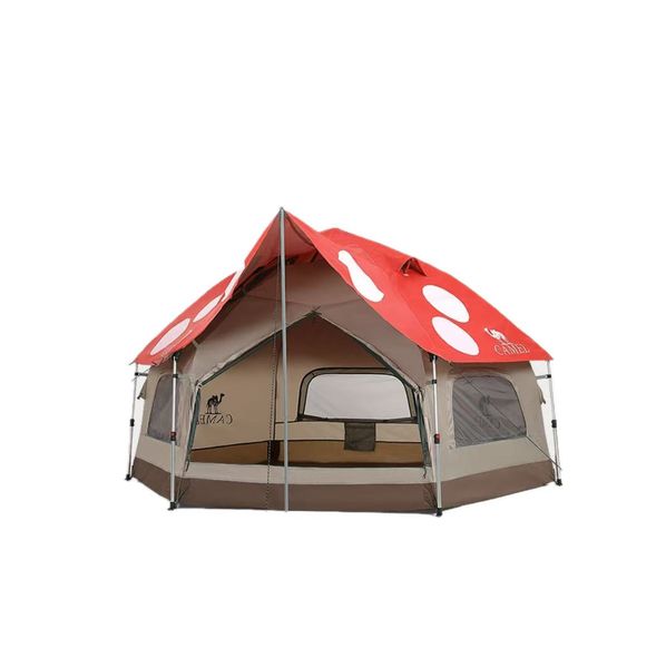 Camel Automatic Opening Mushroom Shape tent Pentagonal tent red