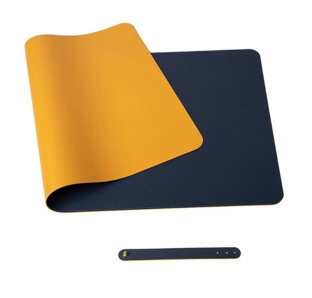 Double Sided PU Leather Mouse Pad (Large ) – Blue/Yellow