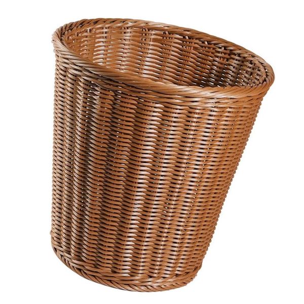 Decor Round Wicker Rattan Waste Basket Bin (29cm)