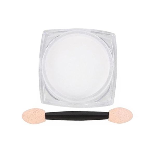 White Aurora Pearl Chrome Nail Powder with Sponge Stick