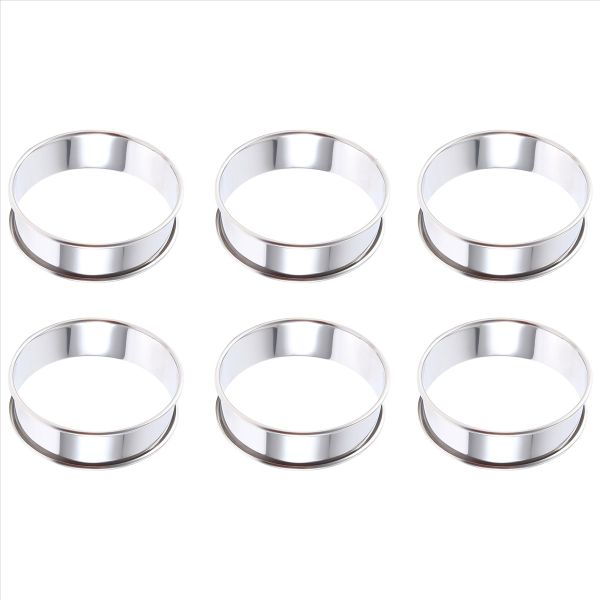 6 Pieces Muffin Tart Rings Double Rolled Tart Ring Stainless Steel Muffin