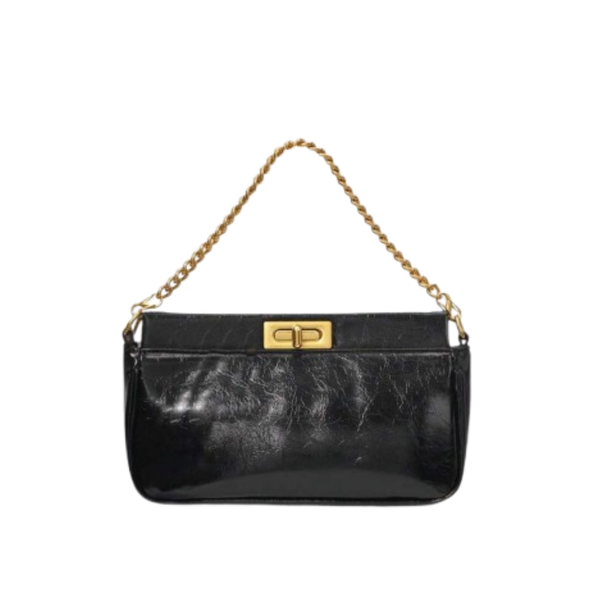 Women's Minimalist Turn-Lock Shoulder Bag