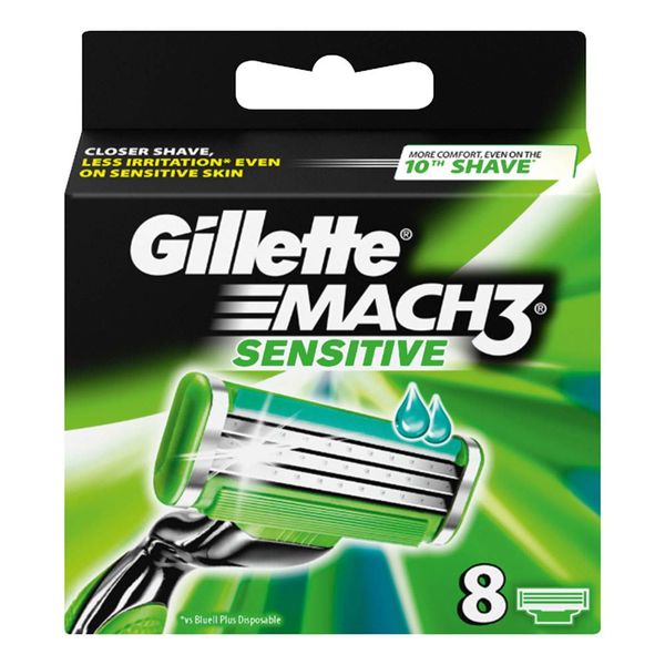 8 Pack Gillette Mach 3 Sensitive Razor Blades