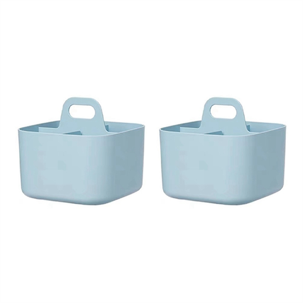 2 Pieces Caddys Organizer,Stackable Plastic Caddys With Handle,Blue