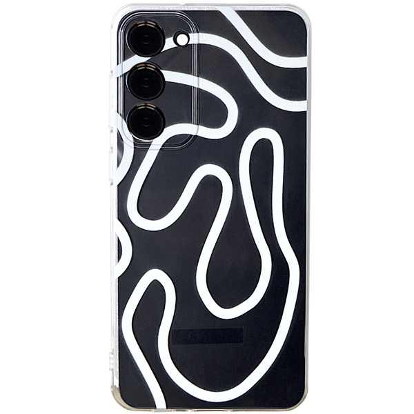 Clear - Phone Case with White Pattern &amp; Pro Camera - Samsung S23+