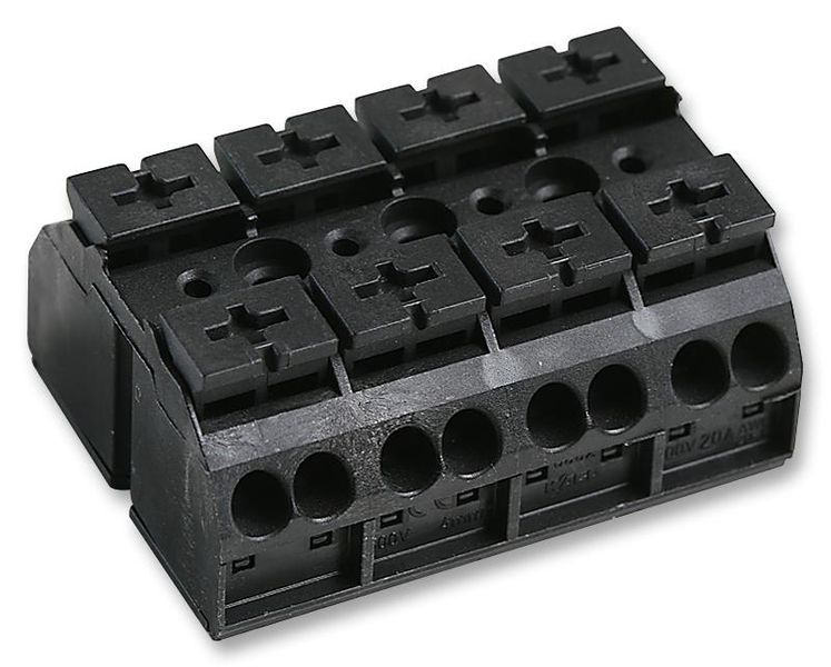 Wago (862-504.) Panel Mount Barrier Terminal Block, 2 Row, 4 Ways
