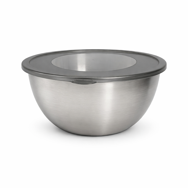 19cm - Stainless Steel Mixing Bowl With Lid - Silver