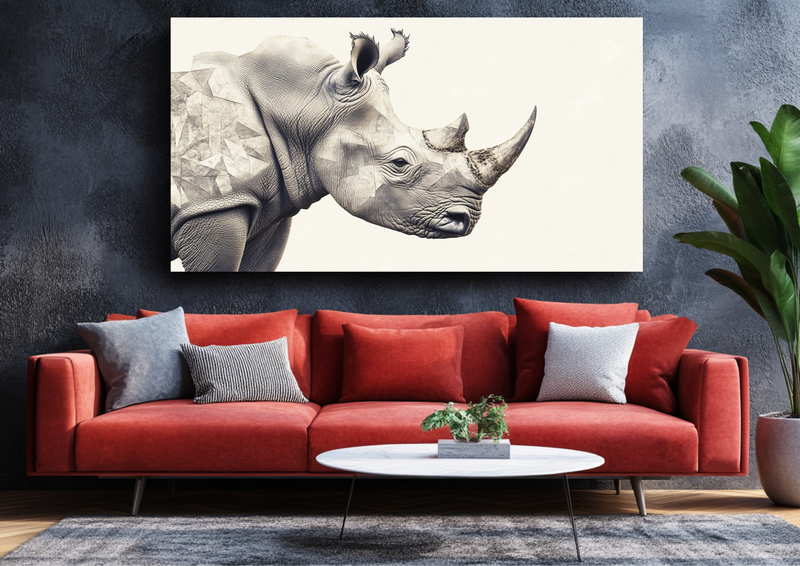 Canvas Wall Art - Geometric Rhino Profile - BX0282