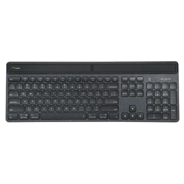 Targus Solar Sustainable Energy Harvesting EcoSmart Bluetooth Keyboard - Black - 2 Year Warranty