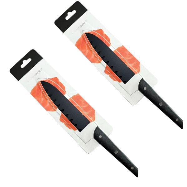 2 Piece Black Knife Set 7 Inch Stainless Steel with Plastic Handle