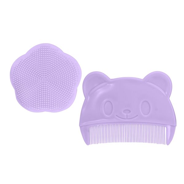 Baby Hair Care Set-Silicone Brush&amp;Soft Comb for Cradle Cap &amp; Detangling