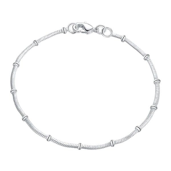 Elegant Snake Chain Design Bracelet With Bead Accents - Silver