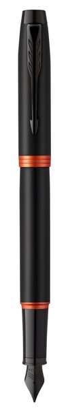 Parker IM Professional Fountain Pen Medium Blue Ink - Flame Orange BLK Trim