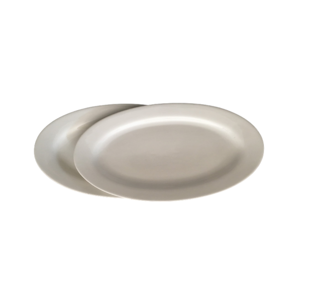 White Oval Shape Ceramic Serving Platter- 2 Piece - 31 X 17cm