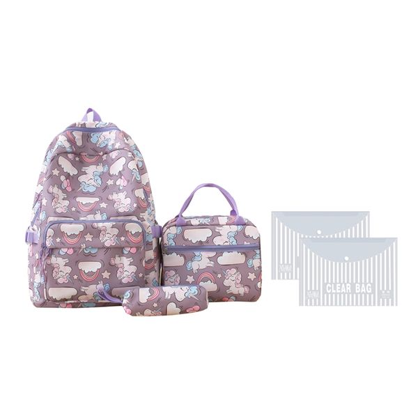 Unicorn Girls School Backpacks With Lunch Bag and Pencil Case Green